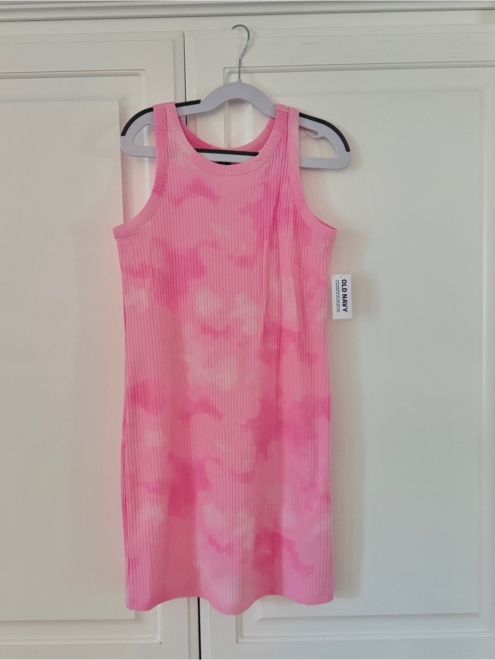 Old Navy Girls Pink Tie-Dye Rib-Knit Tank Dress, Size Medium (8) NWT